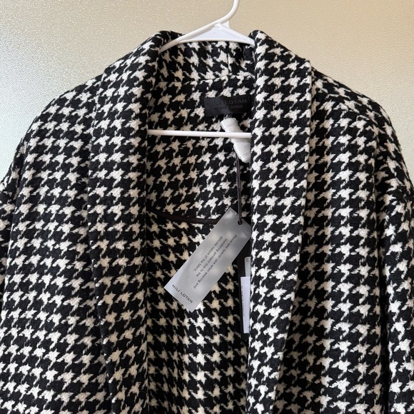 🆕 NILI LOTAN Kidman Houndstooth Virgin Wool Trench Coat in Black/White Sz L - Picture 4 of 9